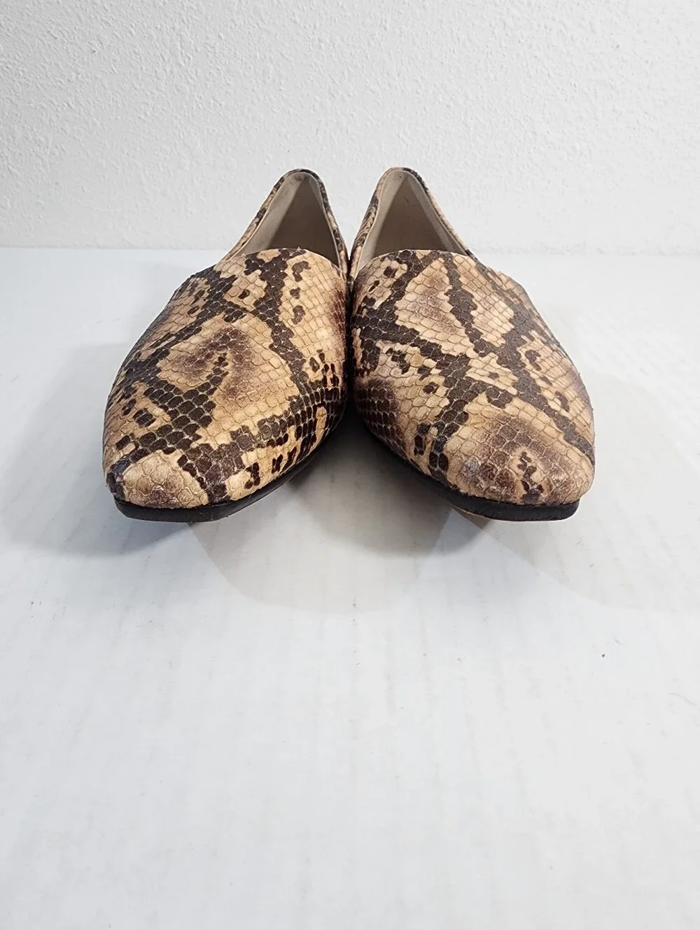 Paige Snake Print D'Orsay Flats Leather Pointed Toe Slip On Women's Size 6